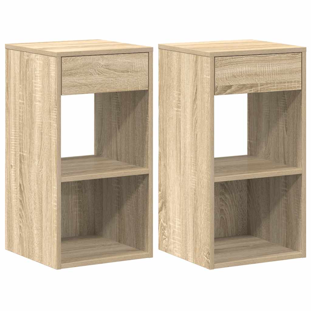 vidaXL Nachttische mit Schublade 2 Stk. Sonoma-Eiche 35x34x66,5 cm