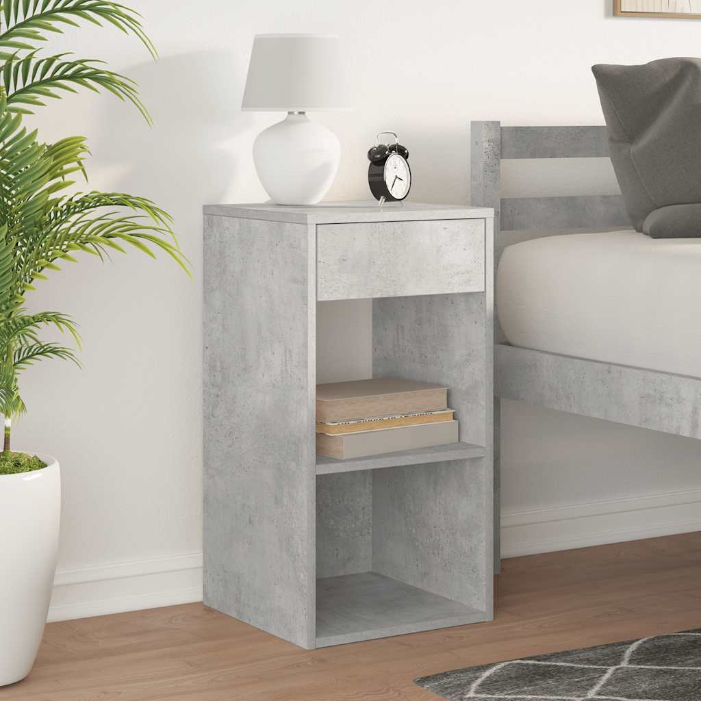 vidaXL Nachttisch mit Schublade Betongrau 35x34x66,5 cm