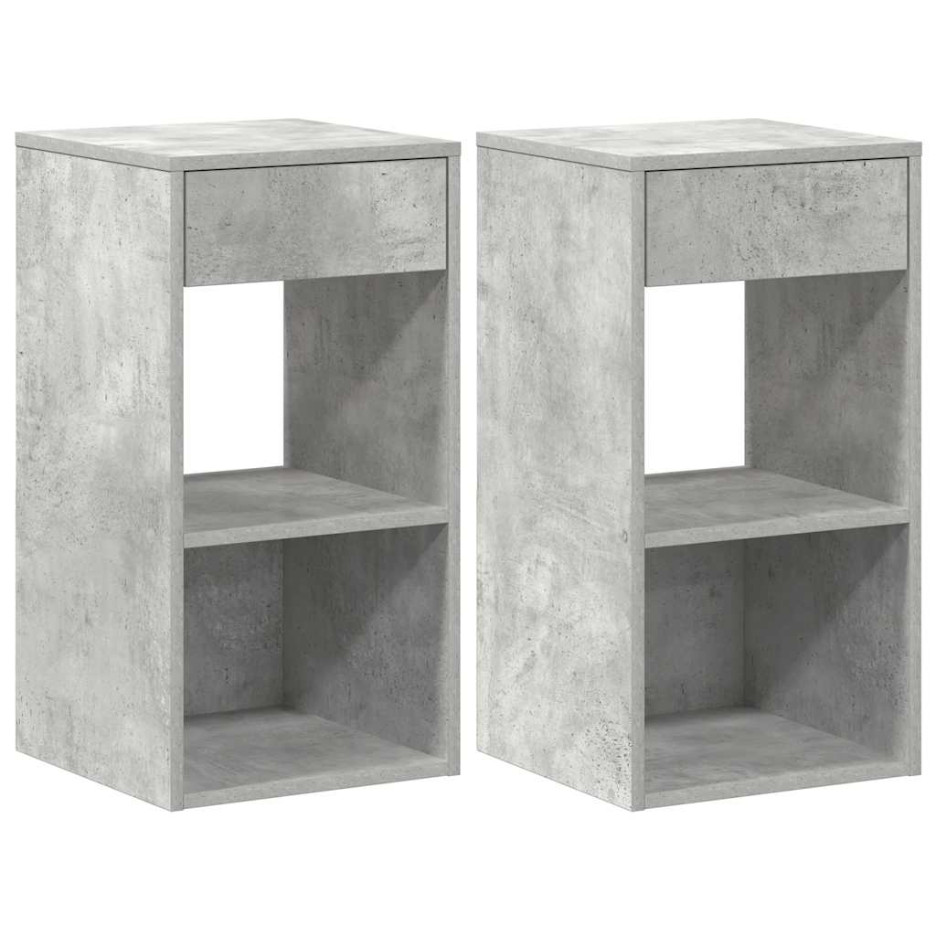 vidaXL Nachttische mit Schublade 2 Stk. Betongrau 35x34x66,5 cm
