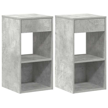 vidaXL Nachttische mit Schublade 2 Stk. Betongrau 35x34x66,5 cm