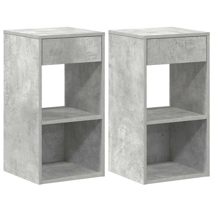 vidaXL Nachttische mit Schublade 2 Stk. Betongrau 35x34x66,5 cm