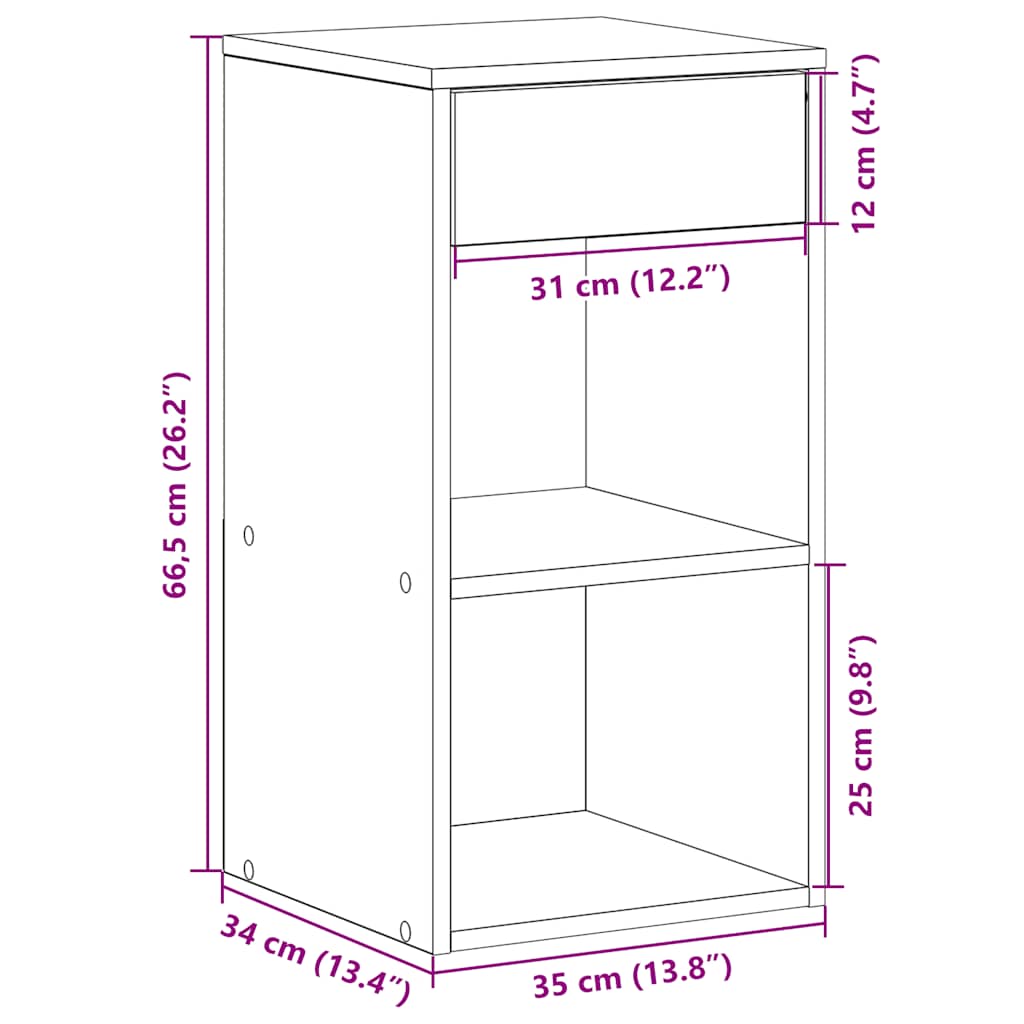 vidaXL Nachttische mit Schublade 2 Stk. Betongrau 35x34x66,5 cm