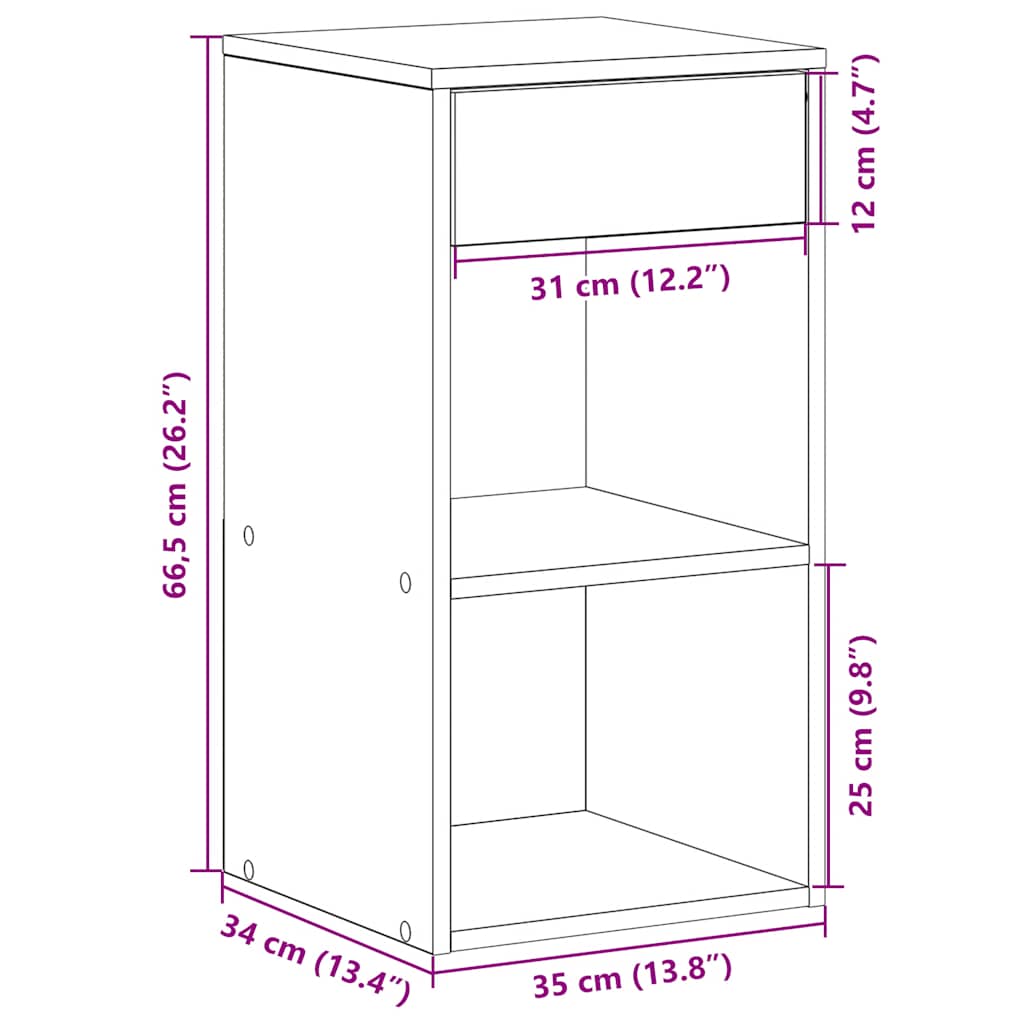 vidaXL Nachttische mit Schubladen 2 Stk. Altholz-Optik 35x34x66,5 cm