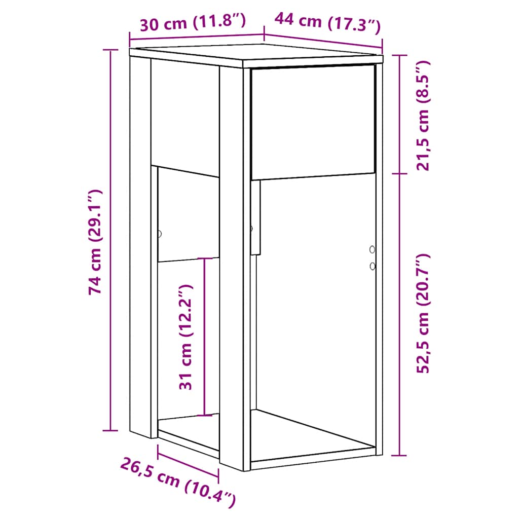 vidaXL Meuble informatique avec tiroir Blanc 30x44x74 cm