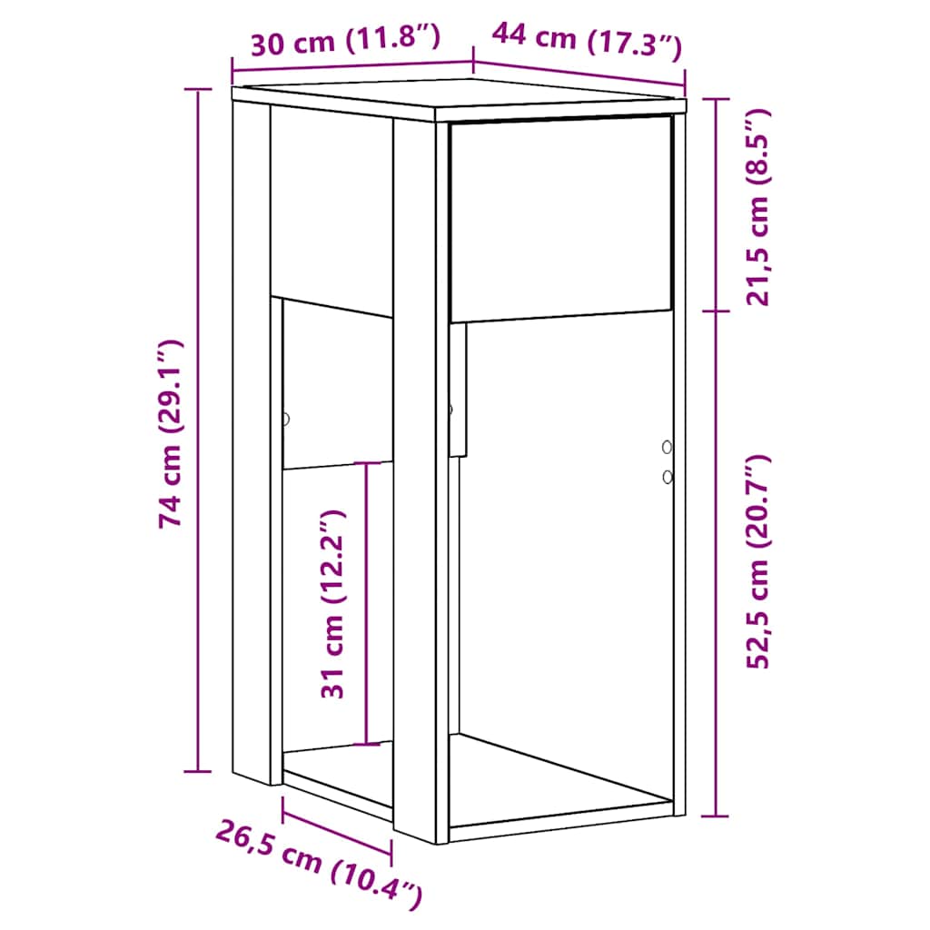 vidaXL Meuble d'ordinateur avec tiroir chêne artisan 30x44x74 cm