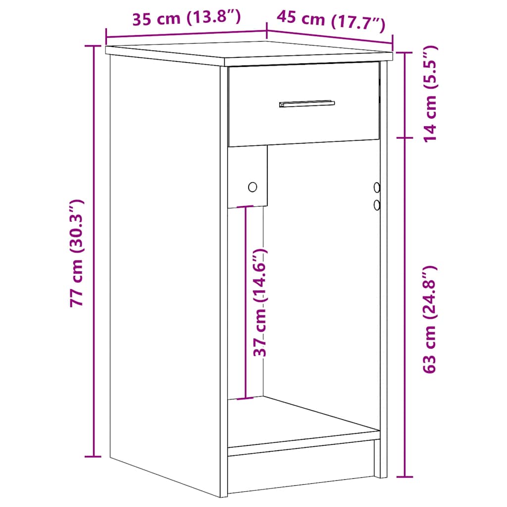 vidaXL Computerschrank mit Schublade Sonoma-Eiche 35x45x77 cm