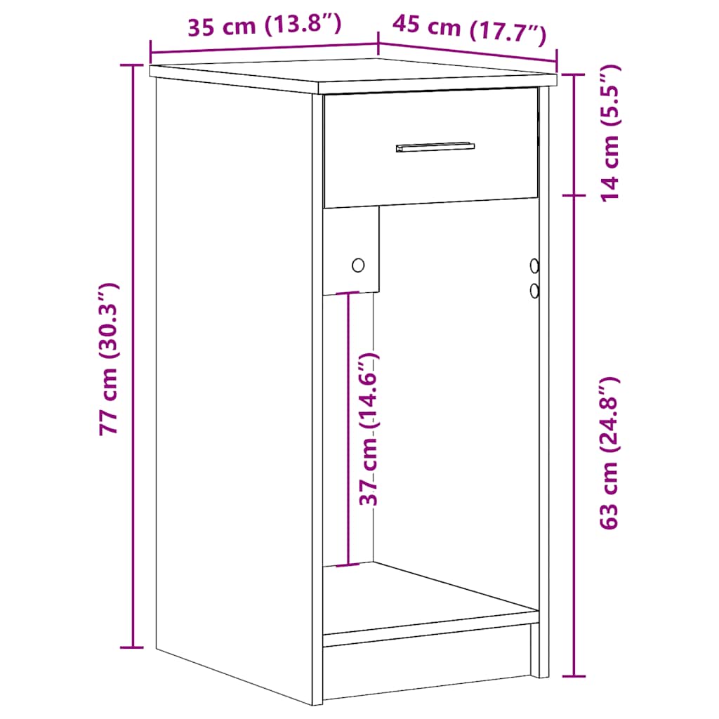 vidaXL Computerschrank mit Schublade Grau Sonoma 35x45x77 cm