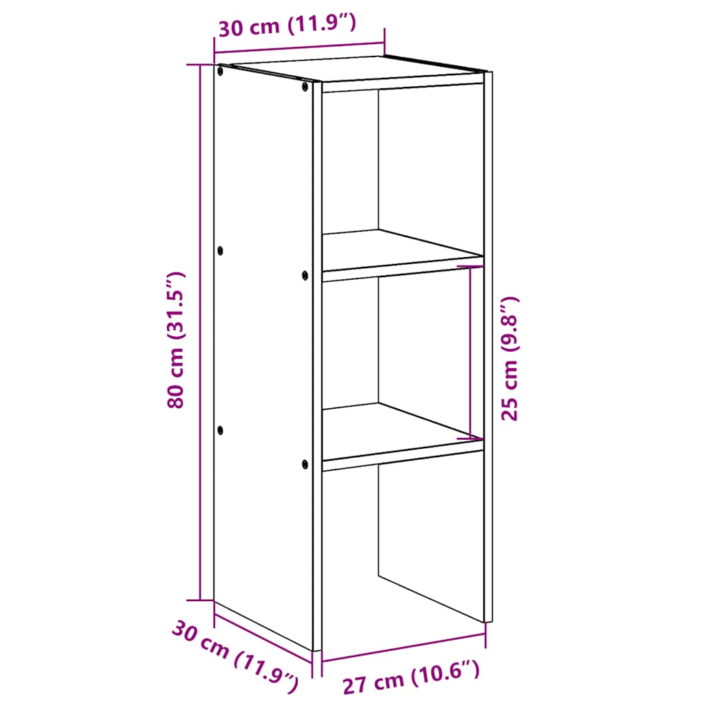 vidaXL Bücherregal Stapelbar Weiß 30x30x80 cm Holzwerkstoff
