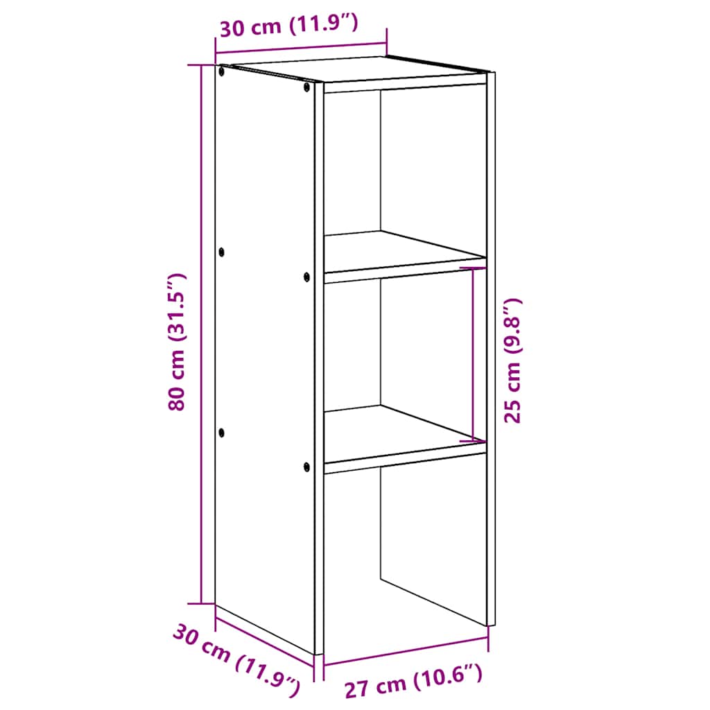 vidaXL Bücherregal Stapelbar Betongrau 30x30x80 cm Holzwerkstoff