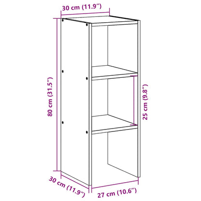 vidaXL Bücherregal Stapelbar Betongrau 30x30x80 cm Holzwerkstoff