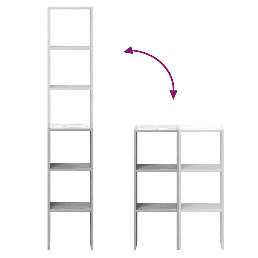 vidaXL Bücherregale 2Stk. Stapelbar Betongrau 30x30x80cm Holzwerkstoff