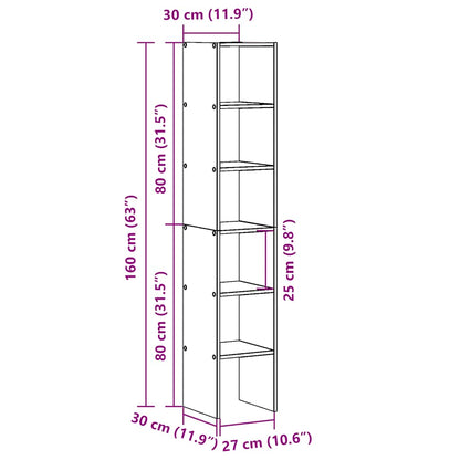 vidaXL Bücherregale 2Stk. Stapelbar Betongrau 30x30x80cm Holzwerkstoff