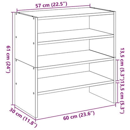 vidaXL Schuhregale 2 Stk. Stapelbar Betongrau 60x30x30,5 cm