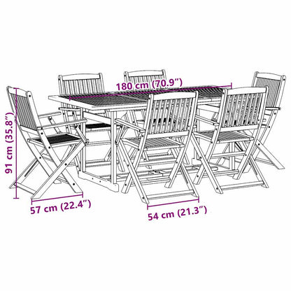 vidaXL Ensemble de salle à manger de jardin 7 pcs 180x90x75 cm Bois d'acacia massif