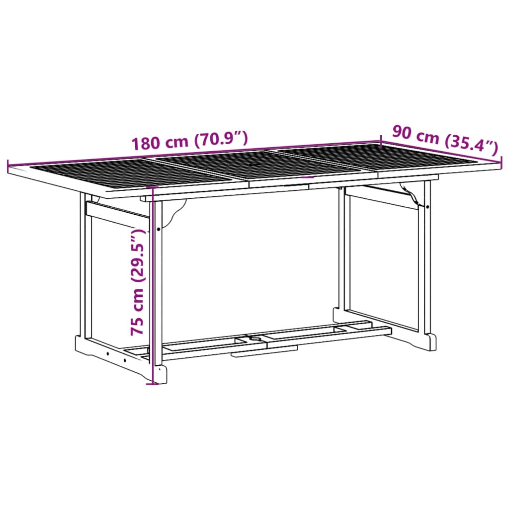 vidaXL Salon de jardin à dîner 9 pcs 180x90x75 cm Bois d'acacia massif