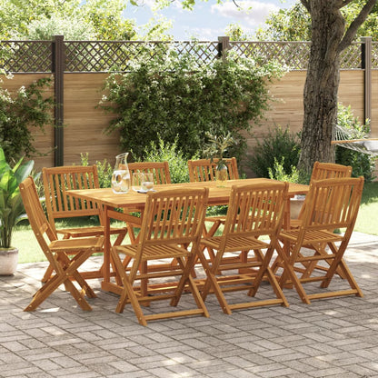 vidaXL Salon de jardin à dîner 9 pcs 180x90x75 cm Bois d'acacia massif