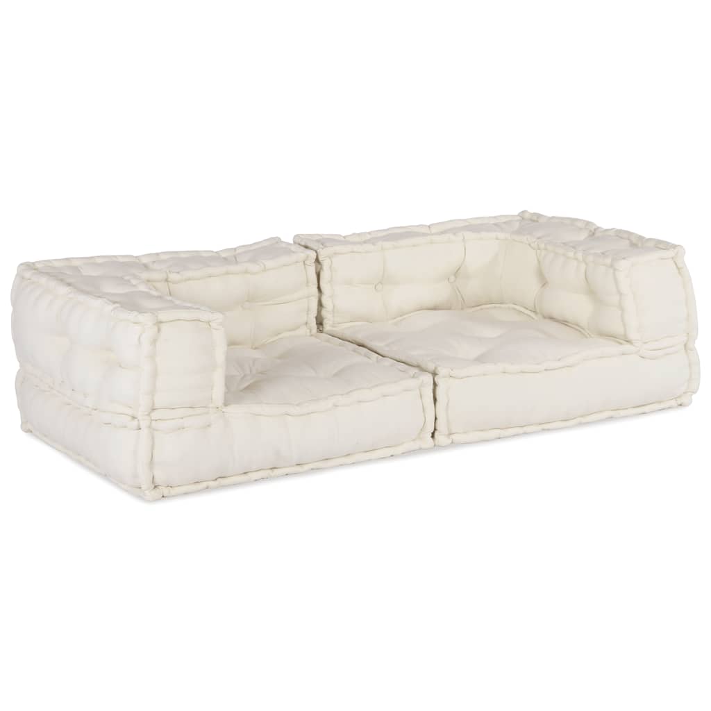 vidaXL Canapé modulable 2 places crème 140x70x36 cm Tissu