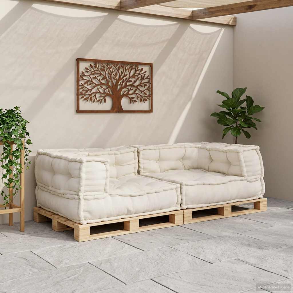 vidaXL Canapé modulable 2 places crème 140x70x36 cm Tissu