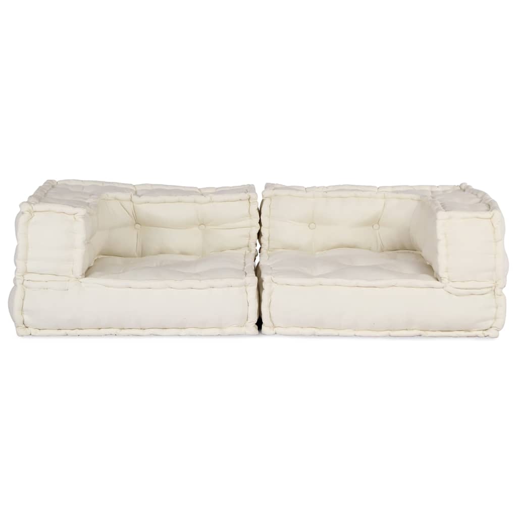 vidaXL Canapé modulable 2 places crème 140x70x36 cm Tissu