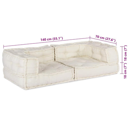vidaXL Canapé modulable 2 places crème 140x70x36 cm Tissu