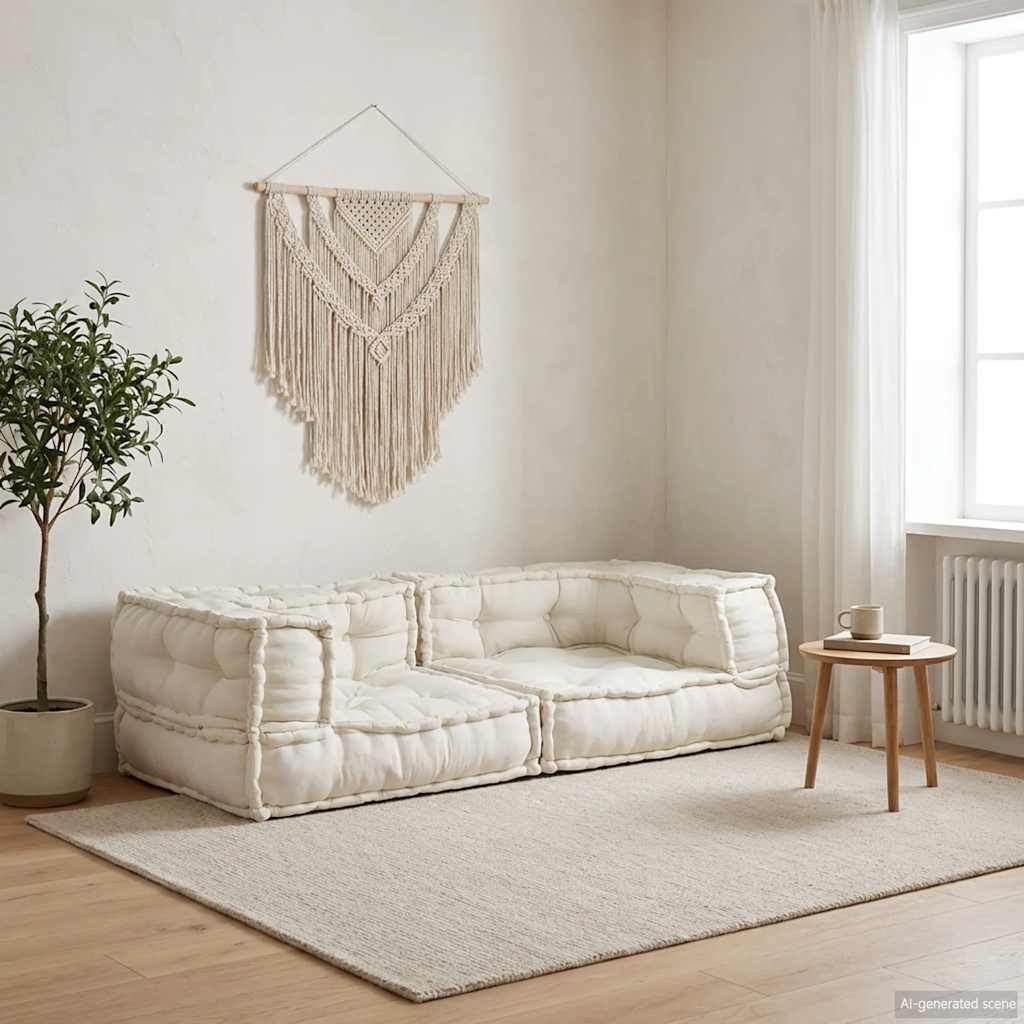 vidaXL Canapé modulable 2 places crème 140x70x36 cm Tissu