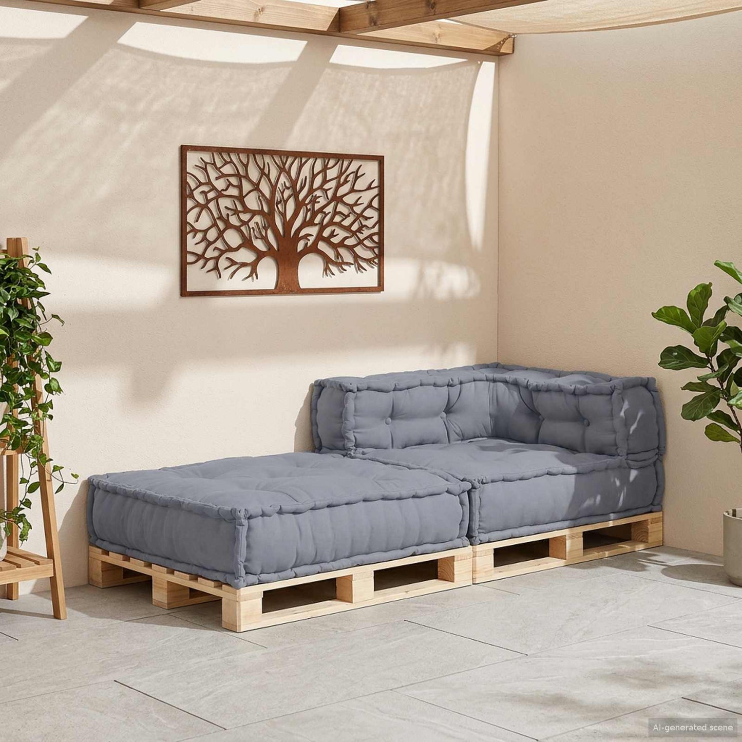 vidaXL Modulares Ecksofa Grau 70 x 70 x 56 cm Stoff