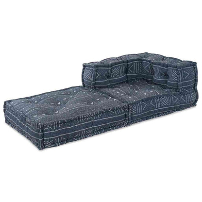 vidaXL Modulares Ecksofa Indigo Druck 70 x 70 x 56 cm Stoff