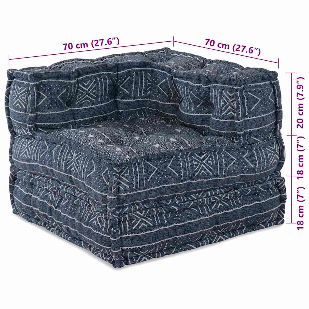 vidaXL Modulares Ecksofa Indigo Druck 70 x 70 x 56 cm Stoff