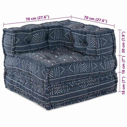 vidaXL Modulares Ecksofa Indigo Druck 70 x 70 x 56 cm Stoff
