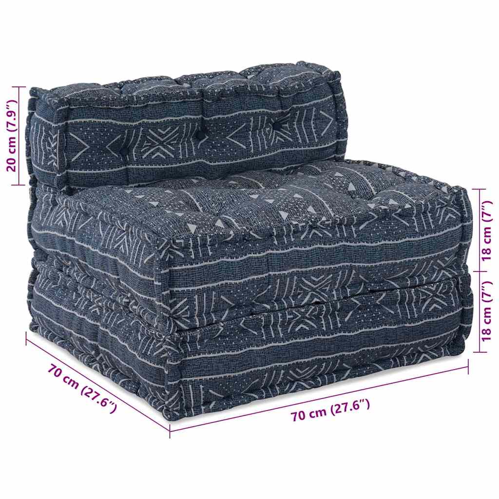 Modular Patchwork Sofa Indigo Druck 70 x 70 x 56 cm Stoff