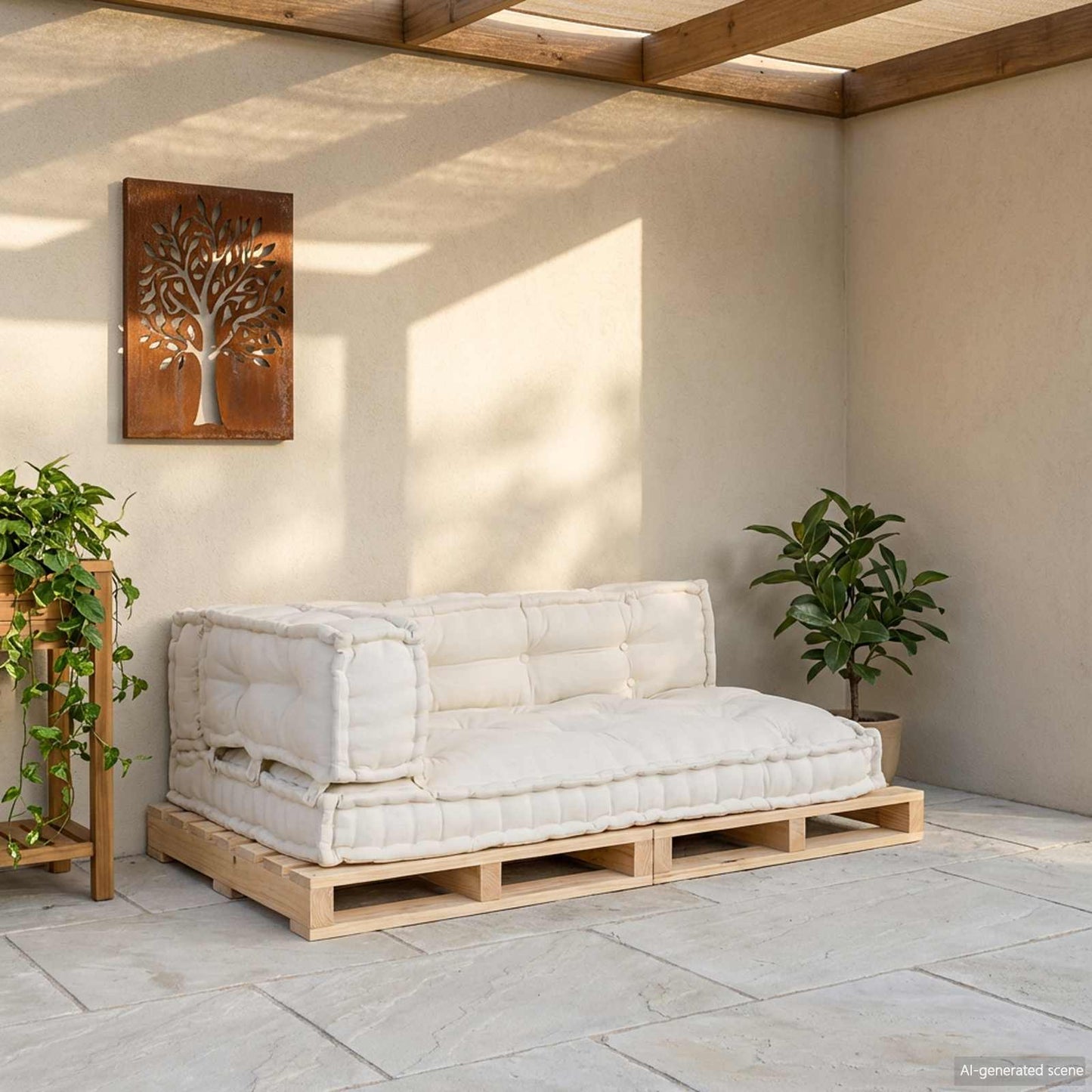 vidaXL Pallet Sofa Kissen Creme Stoff