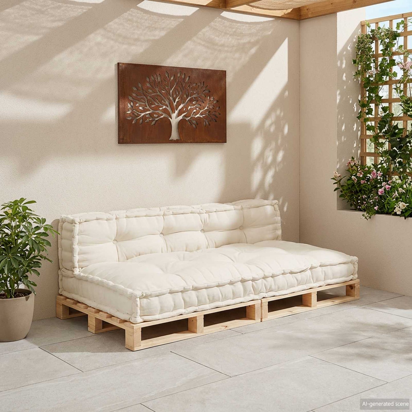 vidaXL Modulares Sofa 2 pcs Creme 120 x 80 x 38 cm Stoff
