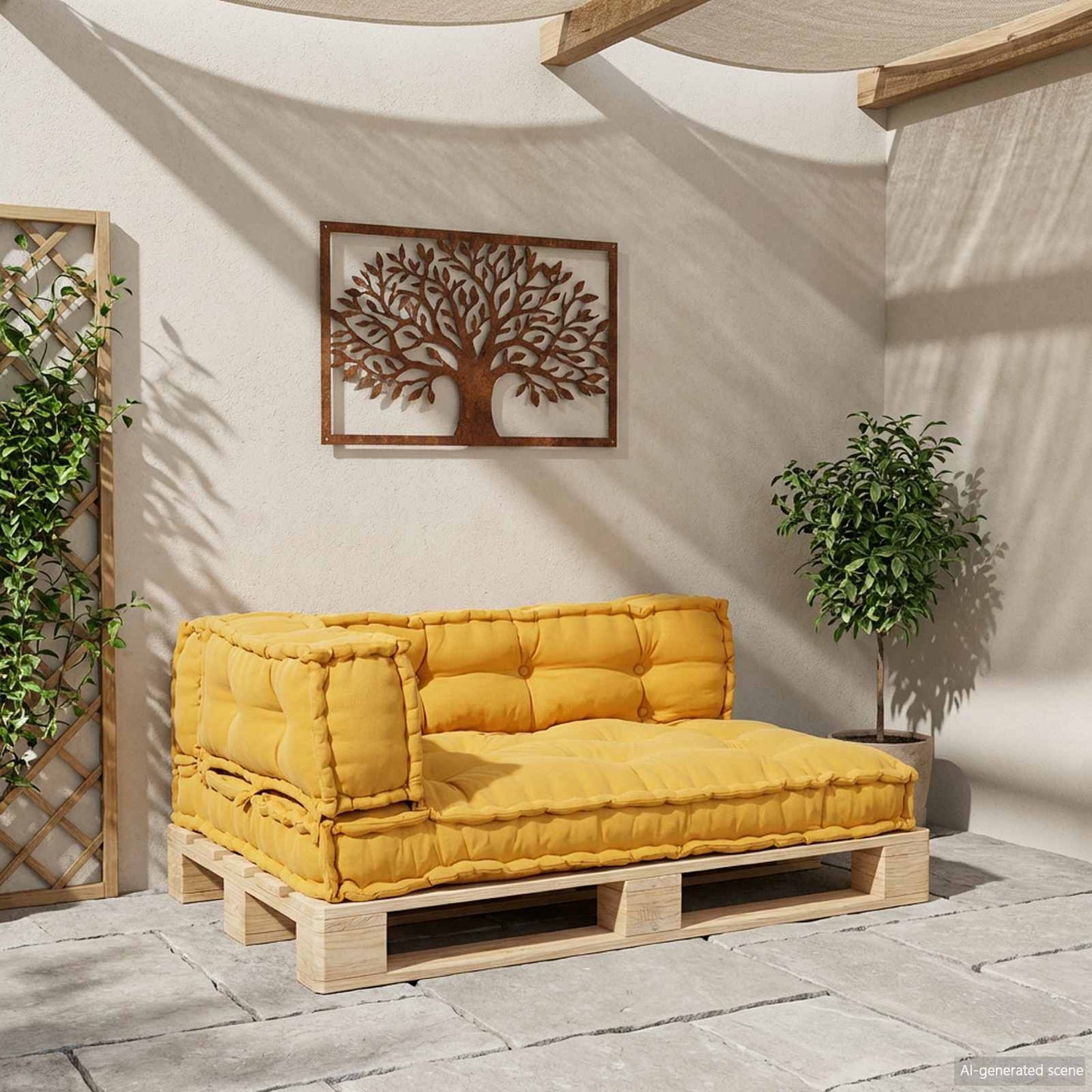 vidaXL Pallet Sofa Kissen Gelb Stoff