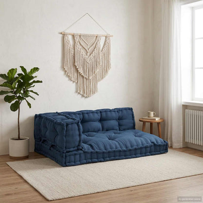 vidaXL Canapé modulable 3 pcs Indigo 120 x 80 x 38 cm Tissu