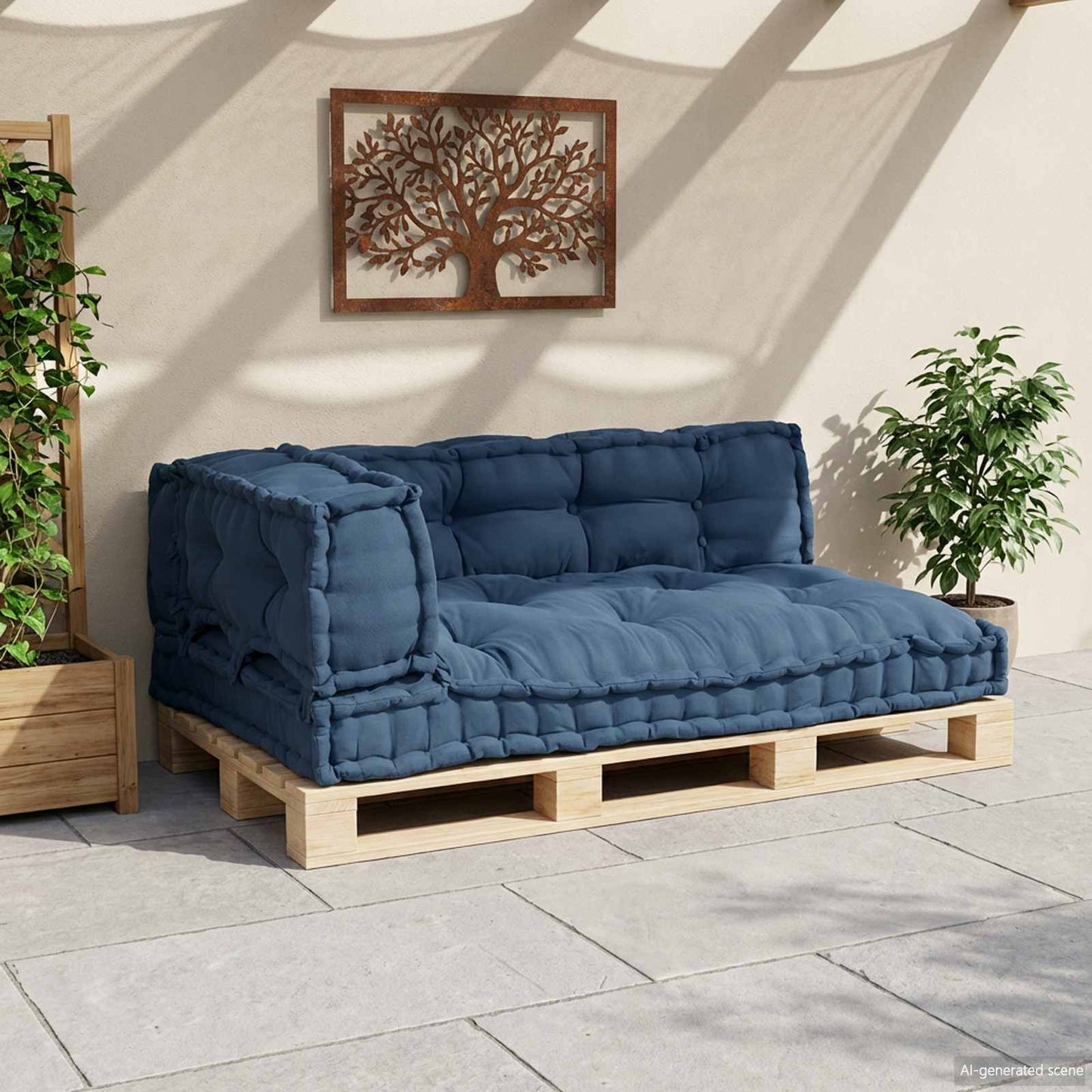vidaXL Canapé modulable 3 pcs Indigo 120 x 80 x 38 cm Tissu