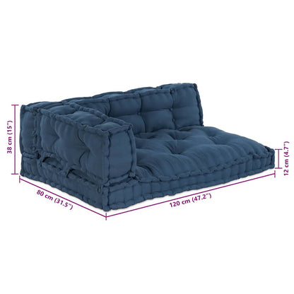 vidaXL Canapé modulable 3 pcs Indigo 120 x 80 x 38 cm Tissu