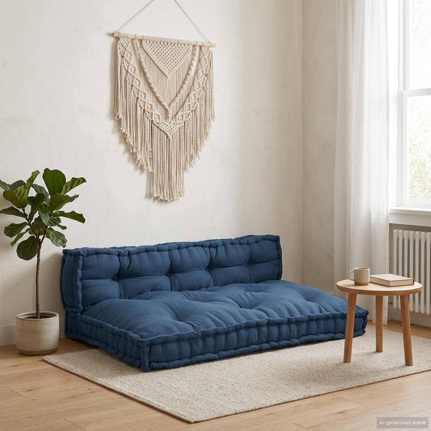 vidaXL Canapé modulable 2 pcs Indigo 120 x 80 x 38 cm Tissu