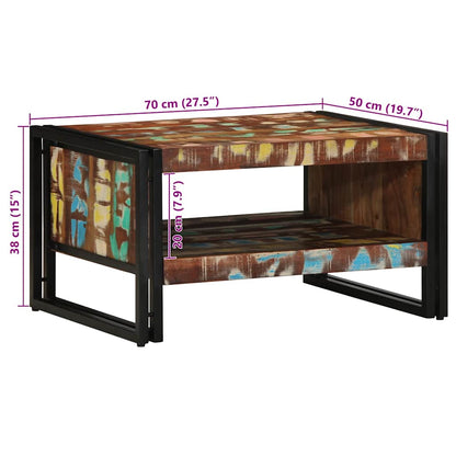 vidaXL Couchtisch Mehrfarbig 70x50x38 cm Altholz Massivholz