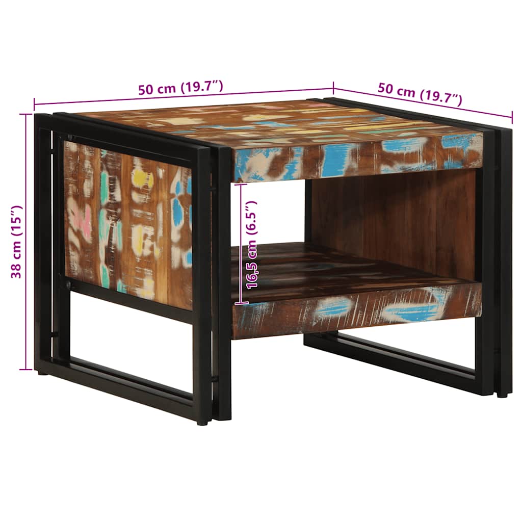 vidaXL Couchtisch Mehrfarbig 50x50x38 cm Altholz Massivholz