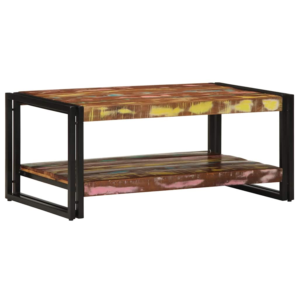 vidaXL Couchtisch Mehrfarbig 90x50x38 cm Altholz Massiv