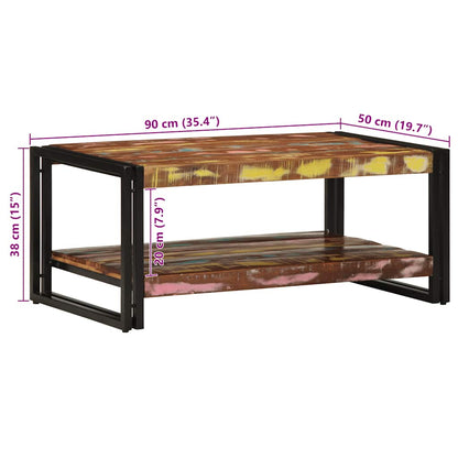 vidaXL Couchtisch Mehrfarbig 90x50x38 cm Altholz Massiv