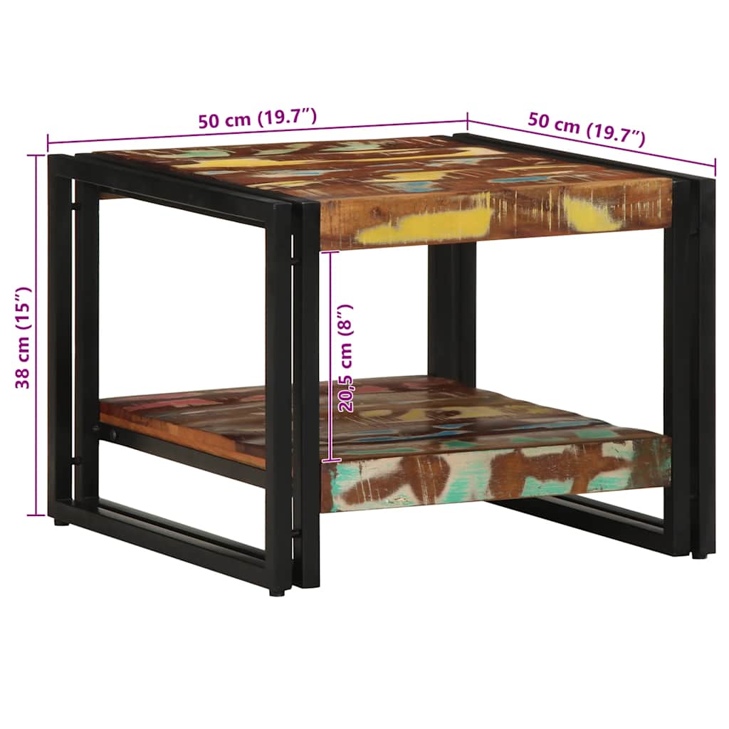 vidaXL Couchtisch Mehrfarbig 50x50x38 cm Altholz Massivholz