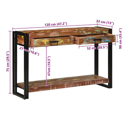 vidaXL Konsolentisch mit Regal Mehrfarbig Massives upgecyceltes Holz