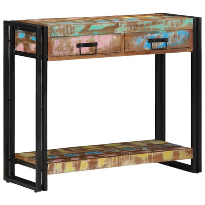 vidaXL Konsolentisch mit Regal Mehrfarbig Massives upgecyceltes Holz