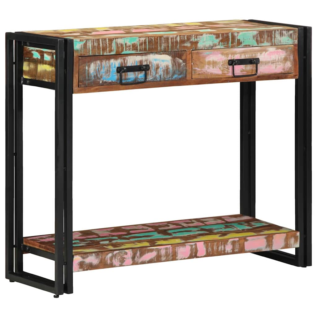 vidaXL Konsolentisch mit Regal Mehrfarbig Massives upgecyceltes Holz