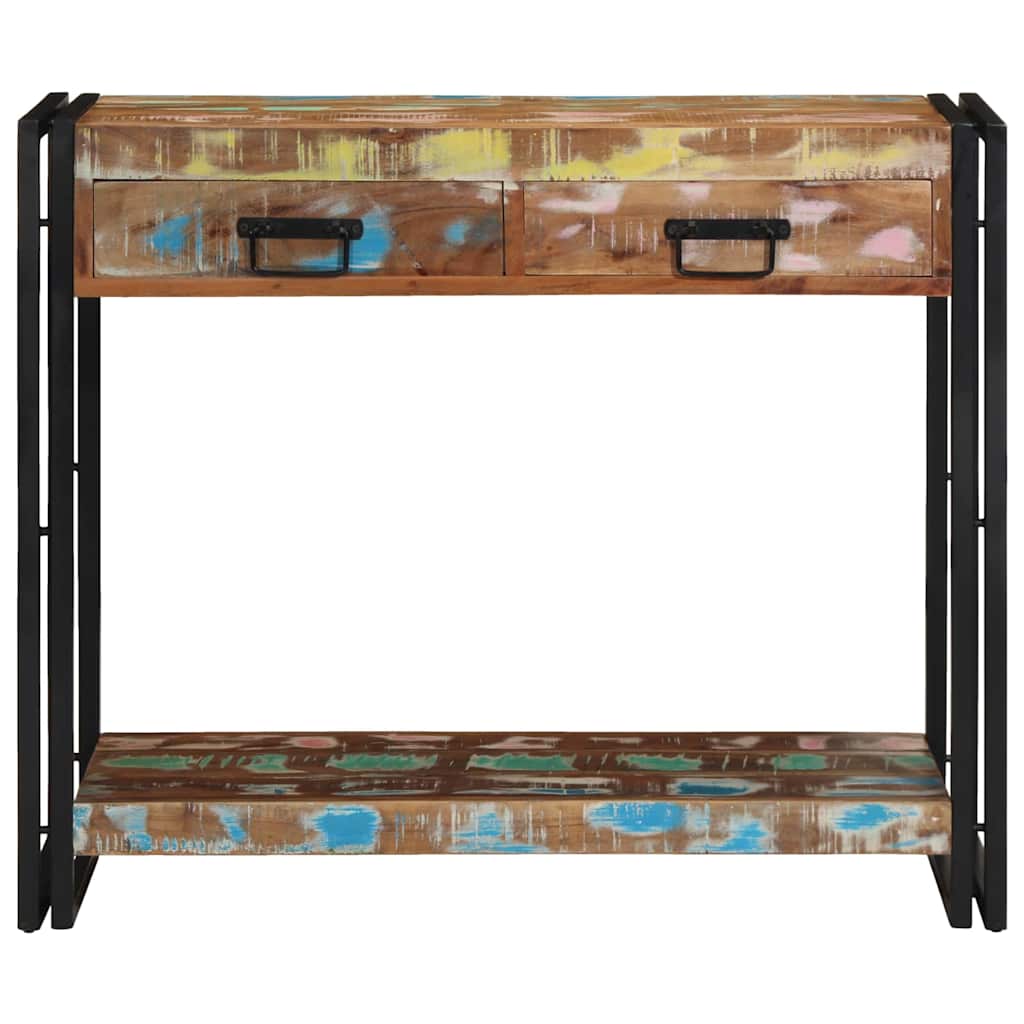 vidaXL Konsolentisch mit Regal Mehrfarbig Massives upgecyceltes Holz