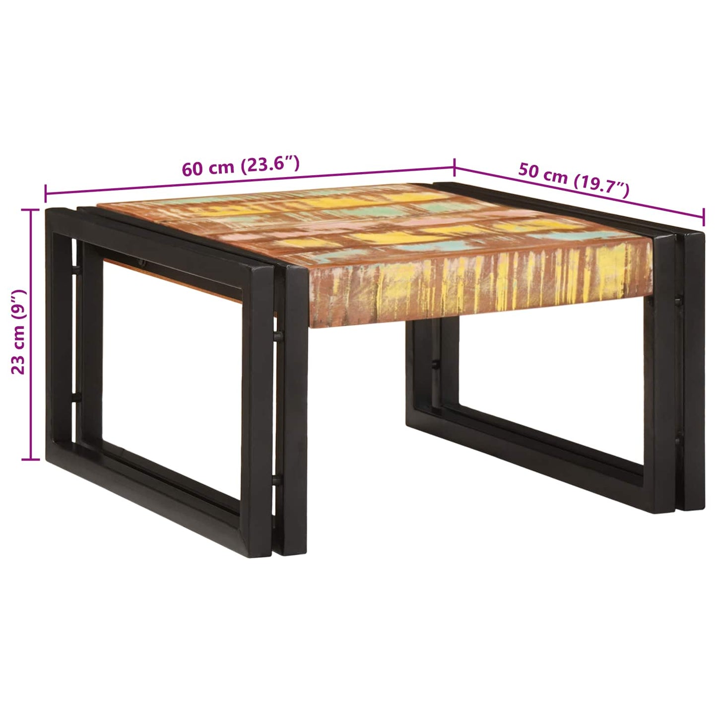 vidaXL Badregal mit Regal Mehrfarbig 60 x 50 x 23 cm Massives Altholz