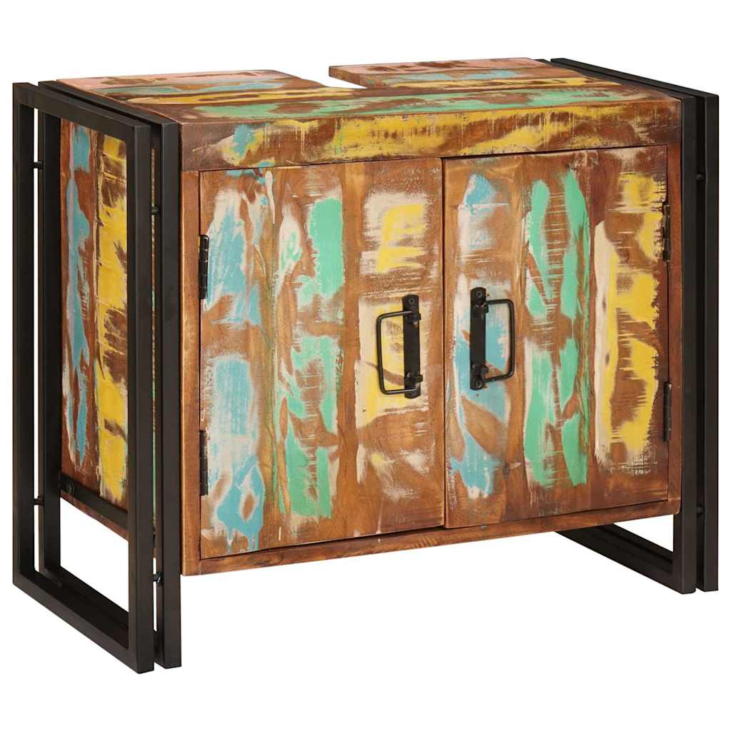 Waschbeckenunterschrank Mehrfarbig Massives upgecyceltes Holz