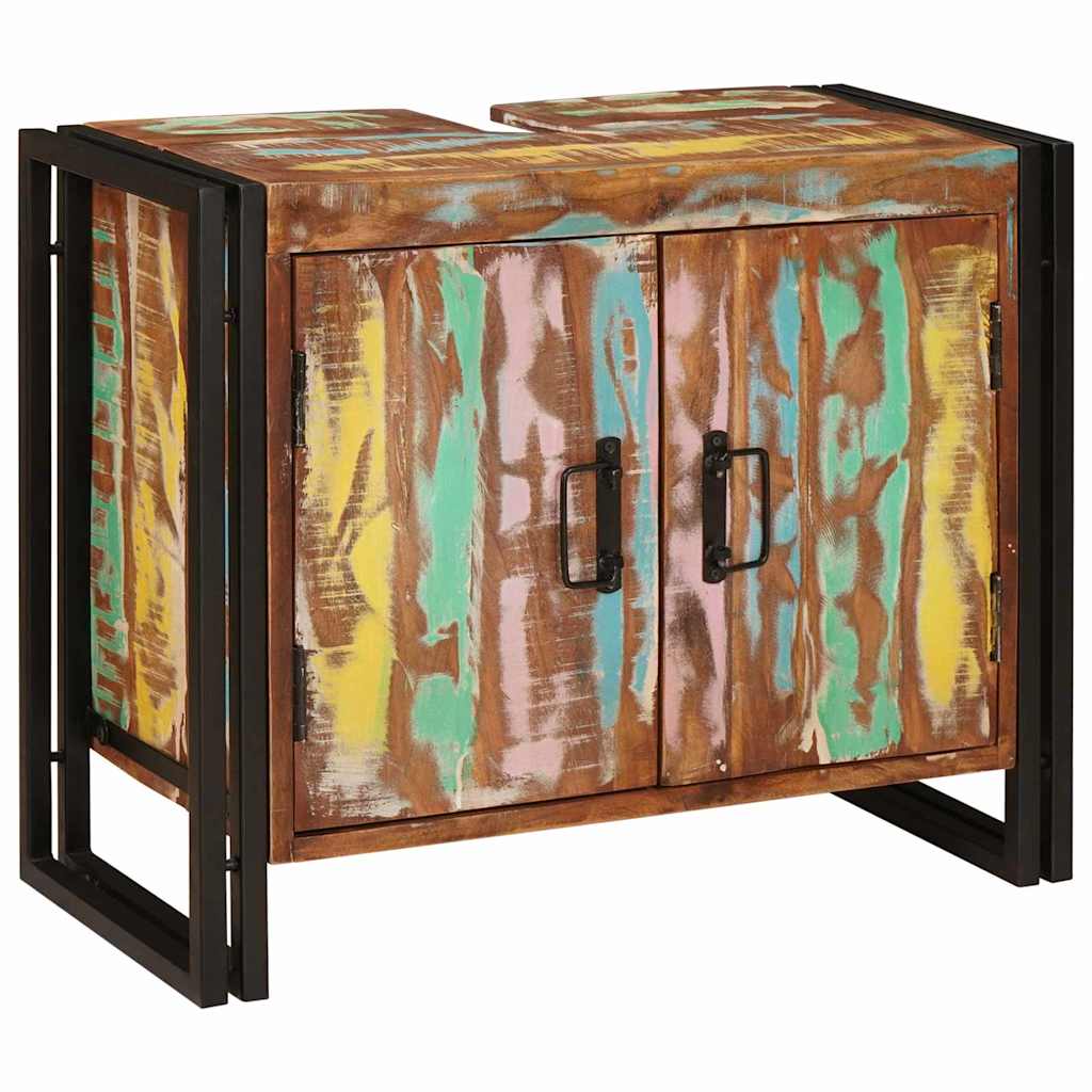 Waschbeckenunterschrank Mehrfarbig Massives upgecyceltes Holz