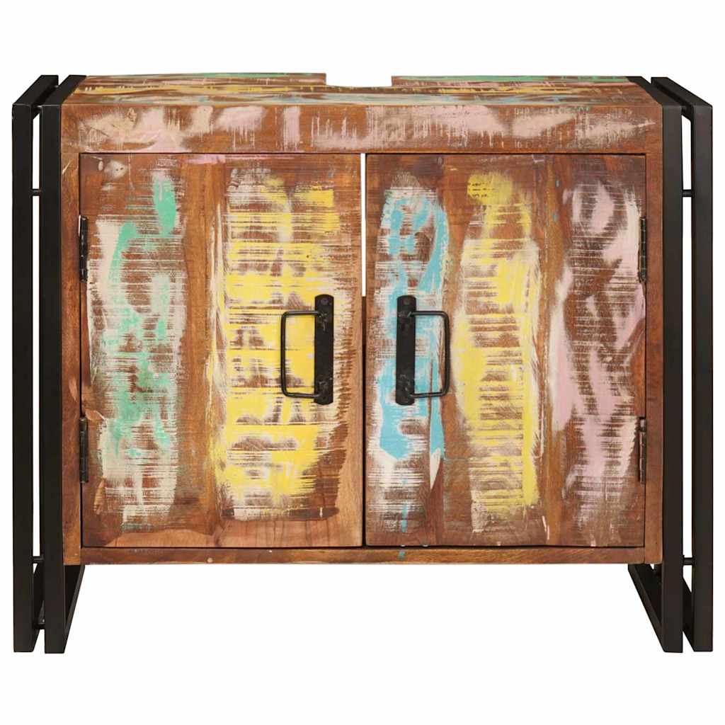 Waschbeckenunterschrank Mehrfarbig Massives upgecyceltes Holz